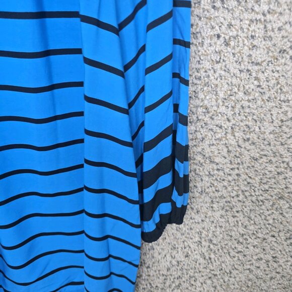 Chaps‎ Top Womens Medium Peasant Blouse Blue Polka Dot Scoop Neck Casual - Picture 3 of 7